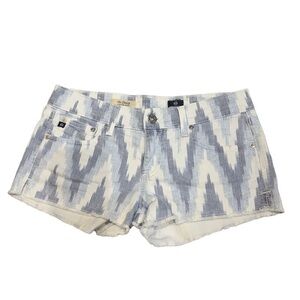AG The daisy low rise shorts SZ 27 Blue gray and white stretchy aztec